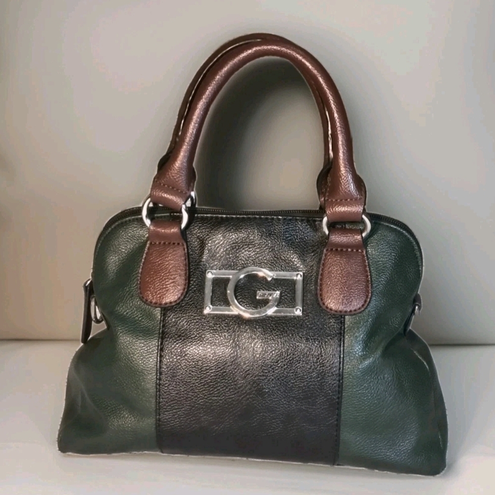 Guess Two-Tone Green and Brown Satchel